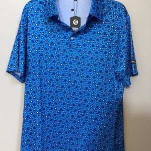 Brisira Blue Floral-Print Polo Shirt